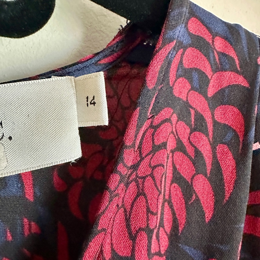 A.L.C. Floral Print Midi Dress in Navy, Burgundy & Blush - Picture 8 of 9